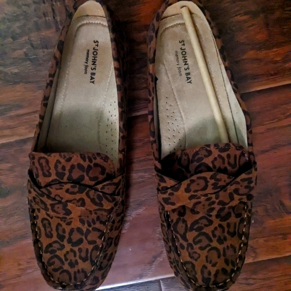 St John's Bay Leopard Memory Foam Slip On (worn once)